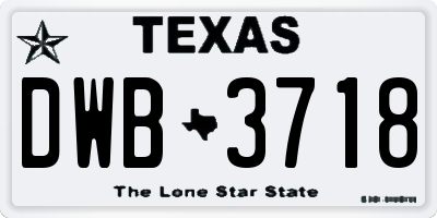 TX license plate DWB3718