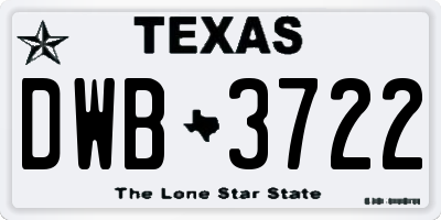TX license plate DWB3722