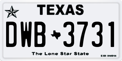 TX license plate DWB3731