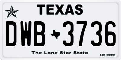 TX license plate DWB3736