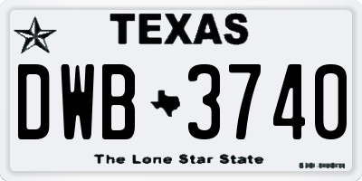 TX license plate DWB3740