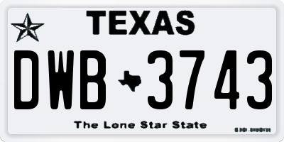 TX license plate DWB3743