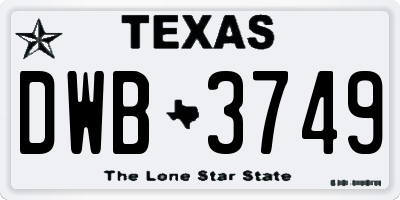 TX license plate DWB3749