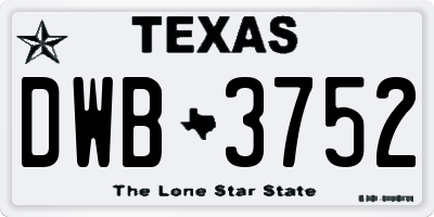 TX license plate DWB3752