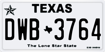 TX license plate DWB3764