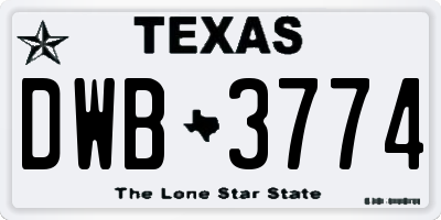 TX license plate DWB3774