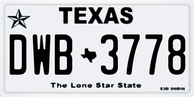 TX license plate DWB3778
