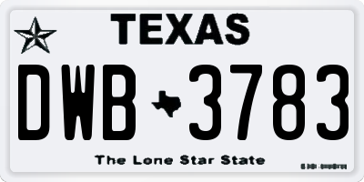 TX license plate DWB3783