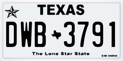 TX license plate DWB3791