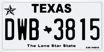 TX license plate DWB3815