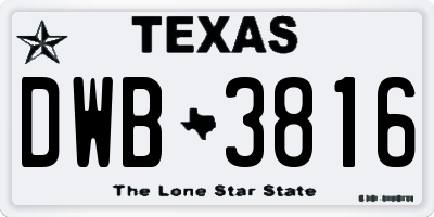 TX license plate DWB3816