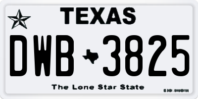 TX license plate DWB3825