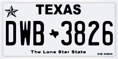 TX license plate DWB3826
