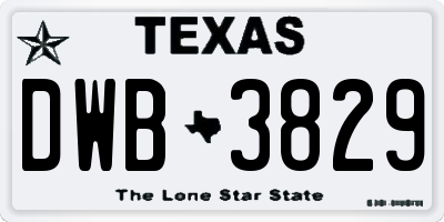 TX license plate DWB3829