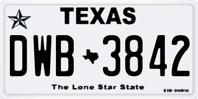 TX license plate DWB3842