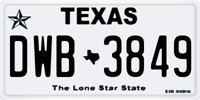 TX license plate DWB3849