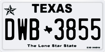 TX license plate DWB3855