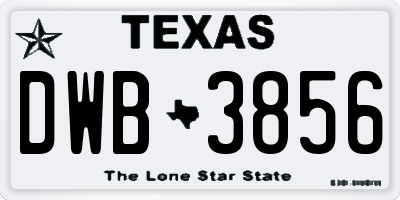 TX license plate DWB3856