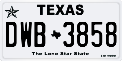 TX license plate DWB3858