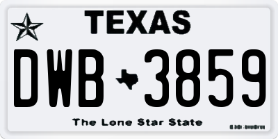 TX license plate DWB3859
