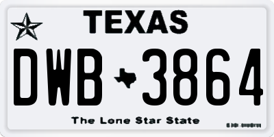 TX license plate DWB3864