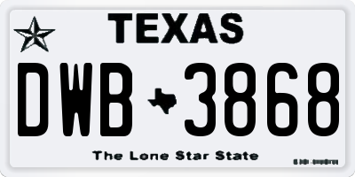 TX license plate DWB3868