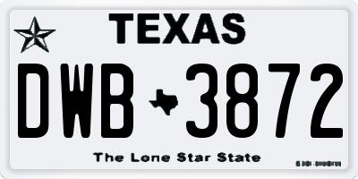 TX license plate DWB3872