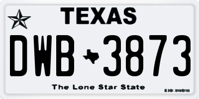 TX license plate DWB3873
