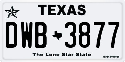TX license plate DWB3877