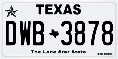 TX license plate DWB3878