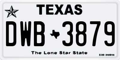 TX license plate DWB3879