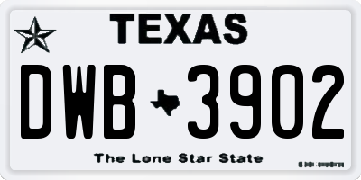 TX license plate DWB3902