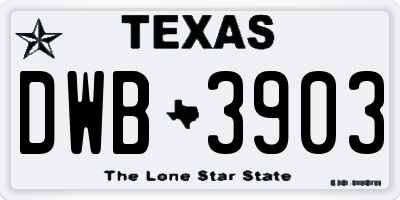 TX license plate DWB3903