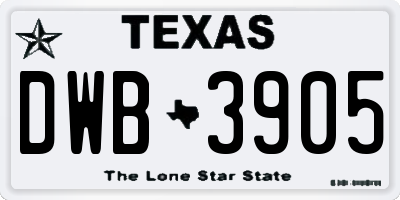 TX license plate DWB3905