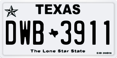 TX license plate DWB3911