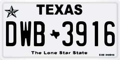 TX license plate DWB3916