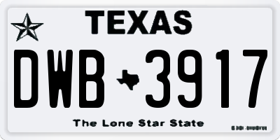 TX license plate DWB3917