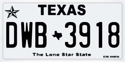 TX license plate DWB3918