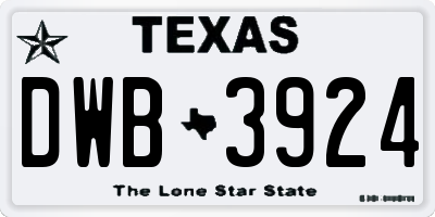 TX license plate DWB3924