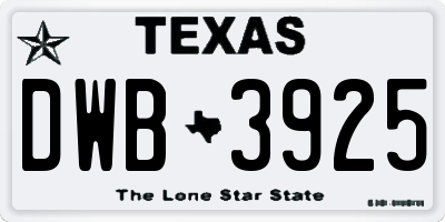 TX license plate DWB3925