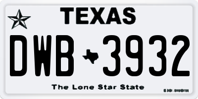 TX license plate DWB3932