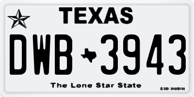 TX license plate DWB3943