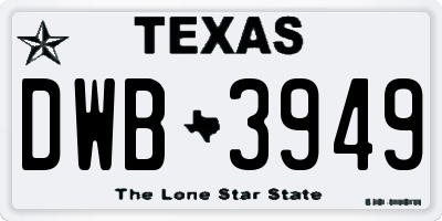 TX license plate DWB3949
