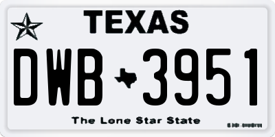 TX license plate DWB3951