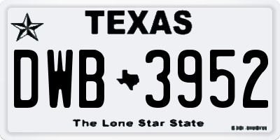 TX license plate DWB3952