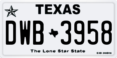 TX license plate DWB3958
