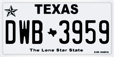 TX license plate DWB3959
