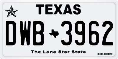 TX license plate DWB3962