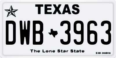 TX license plate DWB3963