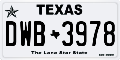 TX license plate DWB3978